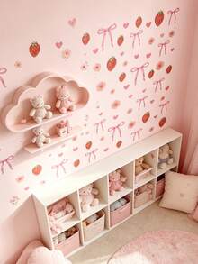 1 Set Self-Adhesive Wall Stickers, Strawberry, Butterfly And Flower Pattern, Suitable For Baby Room Decoration - Multicolor - View 4