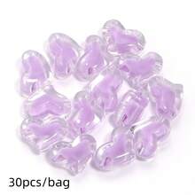 30pcs/Pack Acrylic Flat Heart Beads, Frosted Transparent Candy Color Beads, DIY Necklace Bracelet Beads Keychain Phone Pendant Beading Jewelry Making Accessories - Love - View 9