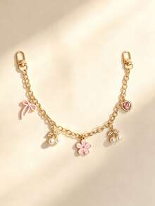 1pc Black & Pink Floral Cherry Cute Shiny Bag Chain, Suitable For Handbag, Bag Chain Decoration, Bag Extension Chain, Bag Charm Accessory, Handbag Decorative Chain - Multicolor - View 11