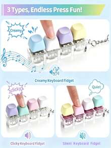 1pc Creative 4-Key Keyboard Keychain, Colorful Crisp Button Desktop Toy, Stress Relief Toy Keychain, Helps Relieve Stress And Anxiety, Suitable As Backpack Pendant And Keychain Accessory. Unique Birthday, Holiday And Christmas Gift. - Multicolor - View 2