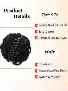 Claw Clip Messy Bun Hair Extensions For Women's Wavy Hair, 6 Inches, Suitable For Everyday Wear And Parties. - Multicolor - View 3