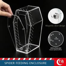 Coffin-Shaped Acrylic Spider Feeding & Breeding Box, Transparent Micro Habitat Terrarium With Magnetic Door And Ventilation Holes, Suitable For Tarantulas, Mantises, Insects - Multicolor - View 6