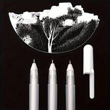5pcs White Fluorescent Gel Pens, Artist Sketching Marker Gel Pens - Sets - View 6