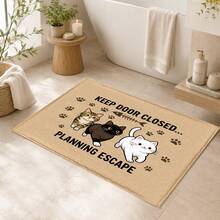 1pc Funny Cat Escape Pattern Print Faux Cashmere Kitchen Mat, Absorbent Kitchen Floor Mat, Kitchen Rug, Long Runner Mat, Sink Front Mat, Suitable For Kitchen, Bathroom, Entryway, Hallway, Laundry Room And Home Decor - Multicolor - View 9