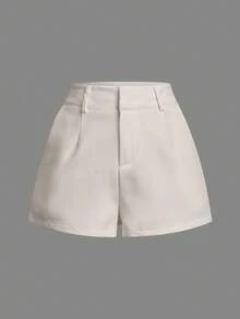 SMILE CHIC 2026 Summer New Ultra Low Waist Elegant Fashion Solid Color Shorts (Belt Not Included), Y2K Aesthetic - Apricot - View 8