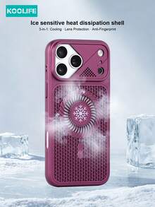 KOOLIFE 1pc Mixed Hard PC Backplate Soft TPU Frame Phone Case, Skin-Friendly Touch Coating, Unique Large Lens Viewport, Snowflake Vortex Hollow Heat Dissipation, Supports Magnetic Wireless Charging, Full Coverage Shockproof Protective Case, Compatible With IPhone 18 Pro Max, 17, 17 Pro Max, 16 Pro, 15 Pro Max, 13 Pro, 15, 14, 14 Pro, 13 - Cherry Red - View 5
