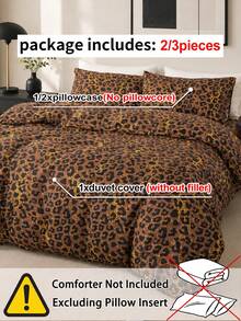 2/3pcs Leopard Print Duvet Cover,All-Season,Machine Washable Fade Resistant Pilling Free Shrink Proof Wrinkle-Resistant,Suitable For Various Styles Such As Modern Luxury Style And Minimalist Style, Easy Care Bedding Set For King/Queen/Full/Twin Size. - Multicolor - View 9