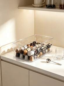 Multi Functional Transparent Large Capacity Plastic Coffee Storage Box, Transparent Plastic Storage Can, Printed With Coffee Related Letter Patterns, Suitable For Kitchen And Countertop Organization, Is An Ideal Gift For Coffee Enthusiasts, Staff, - Multicolor - View 11