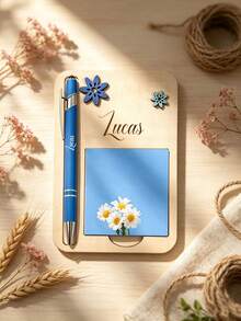 Personalized Memo Set With Pen, Engraved Wooden Desktop Organizer, Sticky Notes To-Do List Reminder, Stationery Gift Suitable For Colleagues, Students And Home Office - Sets - View 8