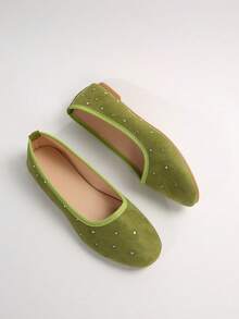 Women's Flat Shoes, Perfect Gift For Girlfriend - Green - View 3