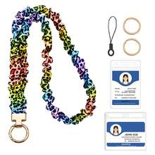 1 Set - Elastic Scrunchie Print Lanyard, Comfortable Soft Fabric Strap, Includes ID Badge Clip, Key Ring, Phone Strap, Suitable For Teachers, Students, Nurses, Outdoor Commute Versatile Accessory - C-multicolor - View 14