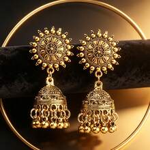 1pc Elegant Women's Earrings, Bohemian Style Earrings, Versatile Hollow Fashion Tassel Pendant Exaggerated Ear Hooks, Suitable For Women's Daily Wear And Party - Style a - View 5
