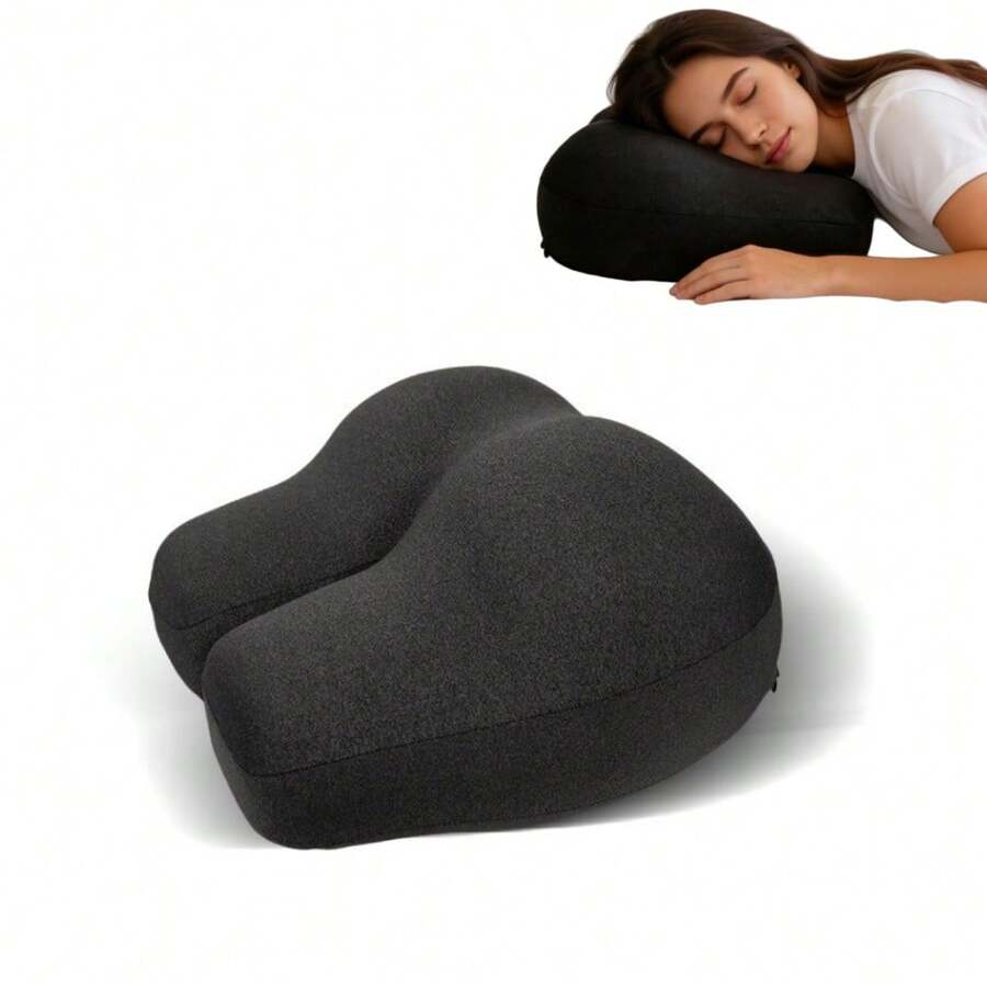 Multi-Functional Bed Cushion Travel Pillow Hip-Shaped Cushion Slow Recovery Buttocks Pillow Adult Sleeping Neck-Protecting Pillow For Lying Reading Playing Phone Travel Essentials - Dark Grey - View 1