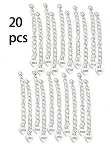 1/5/10/20pcs S925 Sterling Silver Bracelet Necklace Extension Chain, With Connector And Round Heart Shape, For Jewelry Making, Bracelet Necklace Connector Repair - Heart Tail Chain Style - View 14