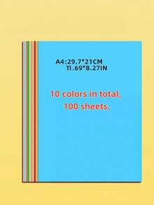 100 Sheets Mixed Color Origami Set, 10 Colors Random Colored Paper For DIY Crafts, Stationery Paper Multi-Purpose Color Printing Paper - A - View 10