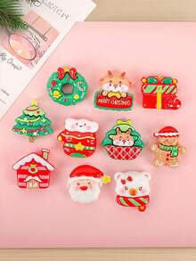10/30pcs Random Mixed Christmas Creative Handmade Oil Drip Cream Glue Fridge Magnets Resin Accessories Material Pack DIY Phone Case Hair Accessories Hair Clips Earrings Jewelry Small Accessories - Christmas - View 6