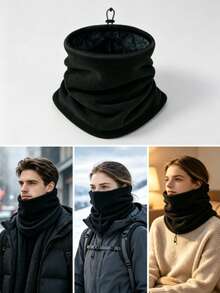 2pcs Unisex Winter Fleece Neck Warmer, Warm & Cold-Proof Scarf, Windproof Face Mask For Severe Weather, Tubular Scarf With Adjustable Drawstring, Suitable For Skiing, Cycling, Hiking And Other Outdoor Sports - Multicolor - View 1
