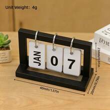 2026 Mini Wooden Perpetual Calendar, Rustic Black Flip Desktop Calendar With Acrylic Date Cards, Small Desktop Date Display For Office Or Home Decor, Reusable Daily Planner Organizer Gift - Multi-color Style - View 4
