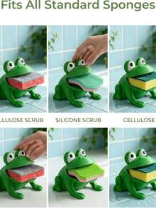 1/2pcs Cute Frog Soap Dish Soap Holder Cute Cartoon Animal Soap Rack And Sponge Storage Rack Space-Saving Bathroom Kitchen Sink Soap And Cleaning Sponge Storage Rack Home Decor Daily Use Bathroom Accessories Autumn Home Decor Christmas - Multiple Styles - View 3