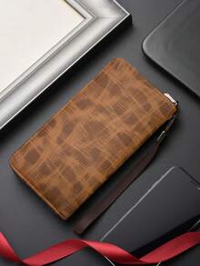 HOVI'S Men's Vintage Textured Zipper Clutch Bag Long Wristlet Large Capacity Multi-Card Slots Phone Storage - Khaki - View 5