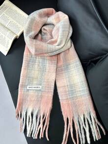 1pc Plaid Warm Decorative Tassel Scarf Suitable For Daily Use - Flowing Floral Language - View 3