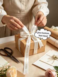 Customized Satin Ribbon, 25mm Personalized DIY Ribbon, Gift Packaging, Birthday, Wedding, Anniversary, Woven Ribbon Bow Decoration Gift, School Supplies, Back To School Season - Multicolor - View 5