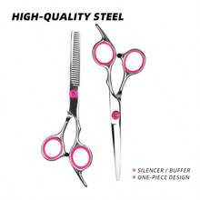 2pcs Hair Cutting Scissors Set, Stainless Steel Straight & Thinning Shears, Professional Hairdressing Scissors, Suitable For Men, Women, Children, Adults, Home, Salon, DIY Use - Multicolor - View 10