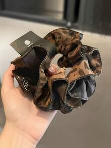 女款復古豹紋人造皮革優雅雙面大腸圈髮飾頭飾，適合日常居家、學校、海灘度假、上班通勤、派對、假日、生日禮物、返校季、大學風、新年、情人節、母親節禮物、婚禮季新娘、音樂節，春夏秋冬四季適用 - 彩色 - 查看 3