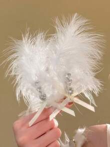 2pcs Women's Bow-Shaped Rhinestone Feather Hair Clips, New Style Side Hair Clips , Hair Accessories, Headwear - Multicolor - View 10