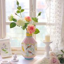 1pc Vintage Hand-Painted Ceramic Vase, Cute Bird & Floral Art Pattern Decorative Vase, Bohemian Style Tabletop Centerpiece, Suitable For Living Room, Bedroom Home Decor - Multicolor - View 3