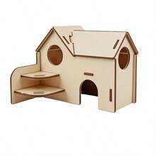 1 Set Double-Layer Slide Hamster & Guinea Pig Castle House, Selected Double-Layer Hamster House, Small Animal Habitat Decoration Cage Accessory, Universal Small Pet House Double-Layer Castle Shaped Cage Toy, Double-Layer Structure Design With Upper And Lower Activity Space, Fun Climbing Interaction, Guinea Pig Castle Shaped Multi-Pet Applicable Scene - A - View 2