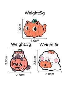 3pcs Cute Halloween Pumpkin Cat Enamel Pins, Cartoon Ghost Badges, Fashion Clothing Backpack Accessories, Halloween Gifts For Friends - Multicolor - View 3