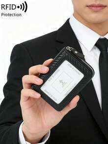 MIYIN 男士極簡信用卡錢包，RFID 防盜刷卡包，拉鍊卡夾，商務休閒小巧尺寸卡片收納包 - 彩色 - 查看 3