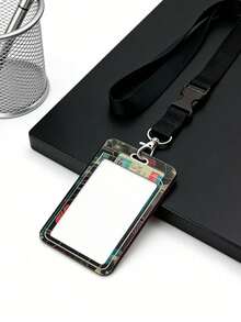 Vintage Cassette Tape Design ID Card Holder With Anti-Loss Lanyard And Easy-Snap Buckle,Vertical ID Card Holder With Neck Strap,For Work Office School - Multicolor - View 9