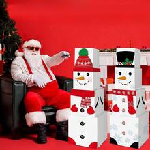 4pcs Christmas Snowman Stackable Gift Boxes, Cute Snowman Shaped Gift Boxes For Christmas Holiday Party Decoration, Christmas Home Tabletop Decoration Gift Boxes, Perfect For Christmas - Black Hat Snowman - View 5