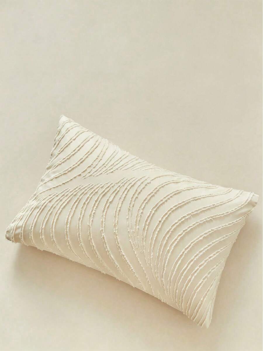1pc Khaki Floral Textured Bed Pillowcase, Vintage Decorative Cushion Cover, Soft & Breathable, Machine Washable, No Filling Included, Suitable For All Seasons - Khaki - View 1