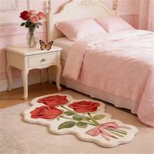 1pc Rose Flower Shaped Rug, Soft And Comfortable Bedroom Carpet, Washable Rug, Suitable For Front Door, Entryway, Hallway, Kitchen, Bedroom, Dorm, Dining Room, Skin-Friendly Rug, Living Room Carpet, Sofa Seat Rug, Area Rug, Creative Versatile Home Decor Rug, Large Living Room Rug, Bedroom Rug, Walk-In Closet Rug, Room Decor, Gift For Family And Friends - Multicolor - View 5