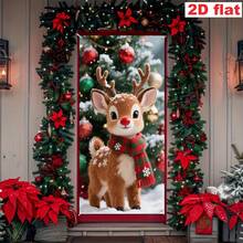2D Flat Banner[Party Banner, Bunting]1pc, Polyester Material, Christmas Decoration Door Frame Banner - Christmas Reindeer - View 14