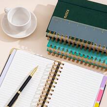 1pc,A5 Leather Spiral Notebook, Minimalist Business Style, Premium Leather Cover Wear-Resistant And Stain-Resistant, Built-In Colorful Divider Pages For Easy Classification, Spiral Binding Allows Flat Lay Writing, Smooth Ink Flow Without Bleeding, Suitable For Student Classroom Notes, Business Office And Daily Memo. - Multi-color - View 7