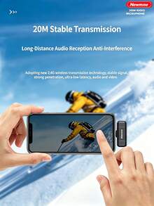 Newmine Wireless Lavalier Microphone | AI Intelligent Noise Reduction | Digital Display Charging Case | Short Video Live Streaming Interview Outdoor Recording Microphone - View 5
