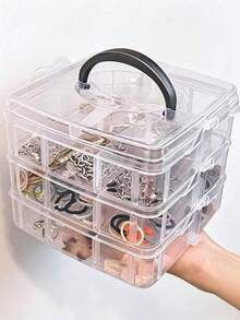 Stackable Plastic Storage Box With Lid Handle Multi-Compartment Organizer For Beads Rhinestones Nail Art Jewelry Accessories Craft Items Small Container Holder - Multicolor - View 10