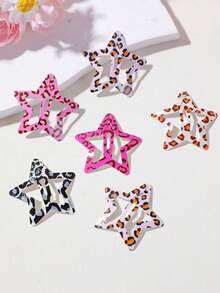 60/20/5pcs Girls Sweet Cool Pink Leopard Print Bangs Clips BB Clips Bow Hair Clips Hair Accessories High Elasticity Durable Non-Damaging Hair Ties Hair Ropes Sweet Versatile Daily Use - Multicolor - View 4