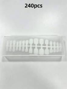 240片透明法式風格美甲片，預製加厚方形壓克力全包覆腳趾甲延伸片，適合DIY美甲藝術 - 無色 - 查看 7