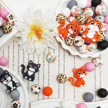 25/45/62PCS New 3D Cat Silicone Beads Set - Orange, Gray, Black Cat Design - Adult DIY Accessories Suitable For DIY Beaded Pens, Earrings, Etc. Perfect As Holiday Birthday Gift Beads & Bead Assortments - New Cute Kitten - View 6