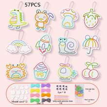 12-Pattern Beginner Sewing Set, Starter Kit - Includes Multiple Style Combinations, Plastic Needles, Thread, DIY Sewing Board, Children's Sewing Set, Children's Felt Crafts, Felt Set, Helps Develop Fine Motor Skills - Multicolor - View 1