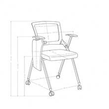 Modern Conference Chair With Mesh Backrest, Folding Office Seating - Dark Gray - With Tabletop and Wheels - View 7