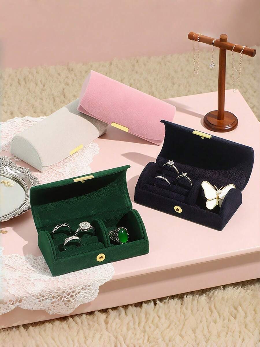 Portable Velvet Mini Jewelry Box, Fits Easily In Bag, Perfect For Travel And Storing Rings, Earrings, Pendants, Etc., Jewelry Box - 1 - View 1