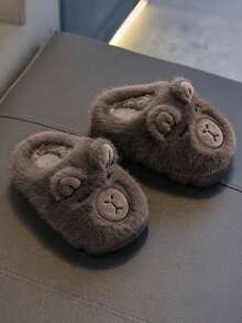 Children's Cartoon Capybara Warm Minimalist Anti-Slip Cute Fuzzy Slippers, New Autumn/Winter - Brown - View 4