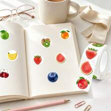 500pcs Fruit Stickers Orange Banana Kiwi Blueberry Apple Self-Adhesive Round Stickers For Drinks, Cakes, Sealing, Books, Stationery, Gifts, Cookies, Cake Packaging, Waterproof - Multicolor - View 6