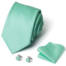 AlanKing Solid Color Men's Tie, Pocket Square, Cufflinks 3-Piece Set, Essential Accessories For Business Attire And Formal Occasions - Multicolor - View 8
